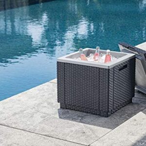 Keter Ice Cube Beer and Wine Cooler Table Perfect for Your Patio, Picnic, and Beach Accessories, Graphite