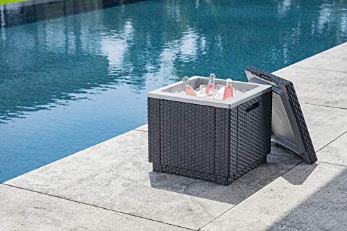 Keter Ice Cube Beer and Wine Cooler Table Perfect for Your Patio, Picnic, and Beach Accessories, Graphite