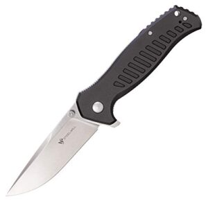 steel will knives barghest f37-01: 4" d2 clip point satin folding blade, liner lock, black g10 handle, black g10 spacer