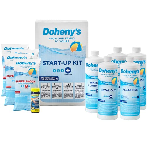 Doheny's Ultimate Pool Opening Start-Up Kit | Contains All of The Professional Grade Chemicals You Need to Open Your Chlorine Based Pool | Includes 10 Free Test Strips | 30,000 Gallon Kit