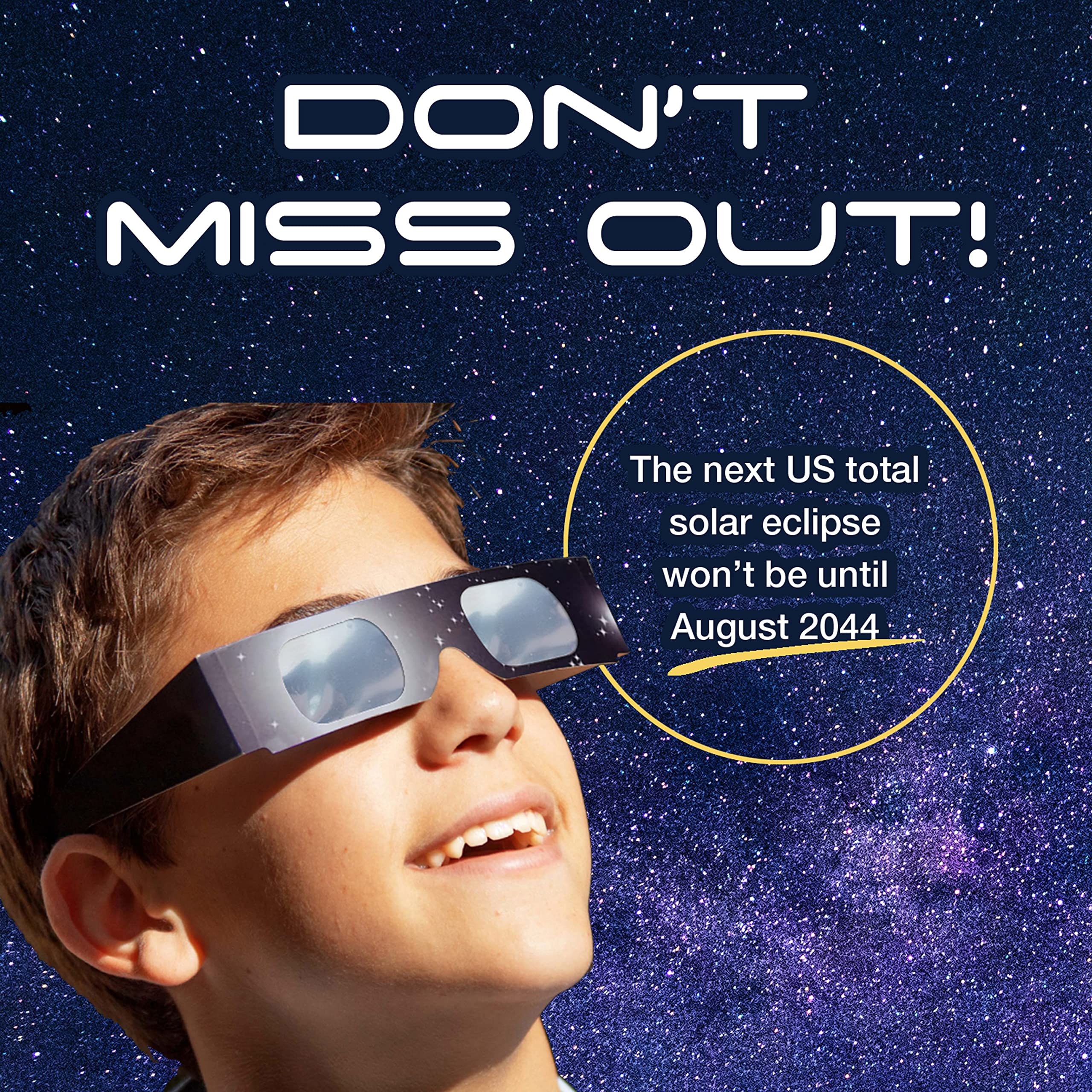 Soluna Solar Eclipse Glasses - CE and ISO Certified Safe Shades for Direct Sun Viewing - Made in the USA (2 Pack)