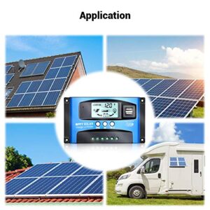 iSunergy MPPT Solar Charge Controller 30A 12V/24V Auto Solar Panel Intelligent Regulator with Dual USB Port LCD Display for Lead Acid Batteries