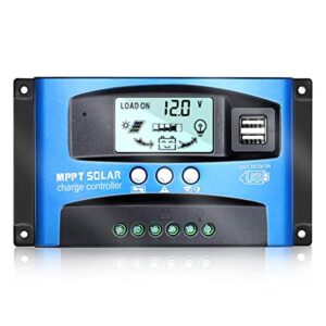 isunergy mppt solar charge controller 30a 12v/24v auto solar panel intelligent regulator with dual usb port lcd display for lead acid batteries
