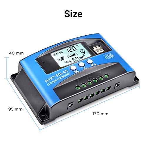 iSunergy MPPT Solar Charge Controller 30A 12V/24V Auto Solar Panel Intelligent Regulator with Dual USB Port LCD Display for Lead Acid Batteries