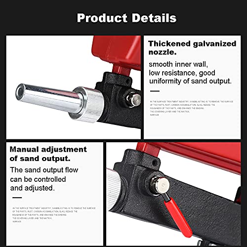 SI FANG Premium Sandblaster Sand Blaster Gun Kit,Hand Held Sand Blasting Spray Gun Adjustable Media Flow Valve,Sand Blasting Spray Tool for Air Compressor