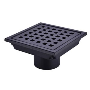 square shower drain 4 inch, nicmondo point center floor waste drain with removable grate cover, stainless steel 11cm x 11cm, matte black