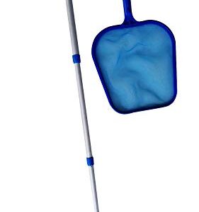 FibroPool Leaf Skimmer Net with Extendable Aluminum Pole - Ultra Fine Mesh Rake for Cleaning Swimming Pools, Spas, Hot Tubs and Fountains - Pool Maintenance Accessories