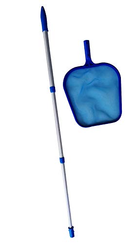 FibroPool Leaf Skimmer Net with Extendable Aluminum Pole - Ultra Fine Mesh Rake for Cleaning Swimming Pools, Spas, Hot Tubs and Fountains - Pool Maintenance Accessories