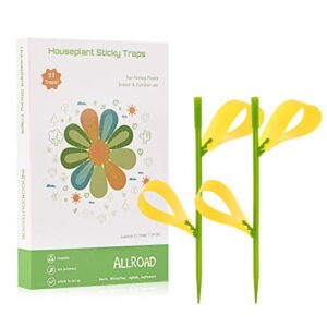 allroad 21 pcs yellow sticky houseplant fruit fly traps fungus gnat killer flying catcher for indoor and outdoor insect stakes trap