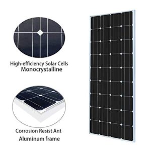 XINPUGUANG 100Watt 12Volt Solar Panel Moncrystalline Solar Panel Kit 10A Charge Controller， Extension Cable ，Mounting Brackets for RV Trailer Camper Marine Off Grid (100W Solar Kits)