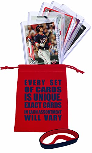 Juan Soto Baseball Cards (5) ASSORTED Washington Nationals Trading Card and Wristbands Gift Bundle