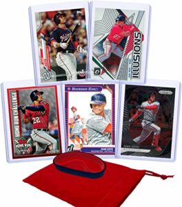 juan soto baseball cards (5) assorted washington nationals trading card and wristbands gift bundle