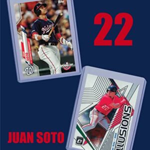 Juan Soto Baseball Cards (5) ASSORTED Washington Nationals Trading Card and Wristbands Gift Bundle