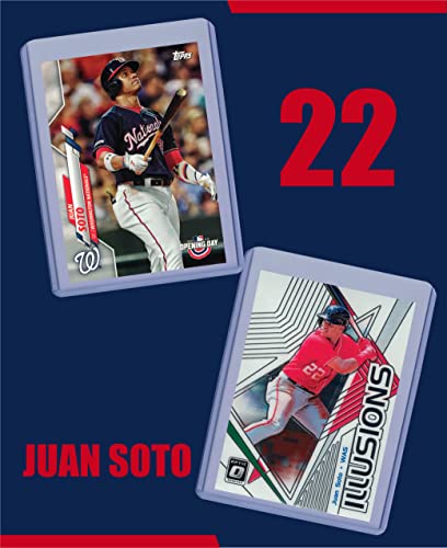 Juan Soto Baseball Cards (5) ASSORTED Washington Nationals Trading Card and Wristbands Gift Bundle