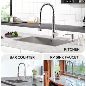 CREA 3 in 1 Kitchen Faucets with Drinking Water Faucet Spout,High arc Spring Gooseneck Commercial Single Handle Kitchen Faucet with Pull Down Sprayer,Water Filter Faucet for Kitchen Sink Bar RV Camper