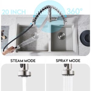 CREA 3 in 1 Kitchen Faucets with Drinking Water Faucet Spout,High arc Spring Gooseneck Commercial Single Handle Kitchen Faucet with Pull Down Sprayer,Water Filter Faucet for Kitchen Sink Bar RV Camper