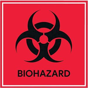 Biohazard Stickers Sign 4" X 4" Waterproof Biohazard Warning Label，Use for Hospitals and Industrial (20/Pack）