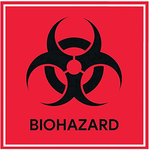 Biohazard Stickers Sign 4" X 4" Waterproof Biohazard Warning Label，Use for Hospitals and Industrial (20/Pack）