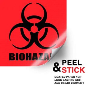 Biohazard Stickers Sign 4" X 4" Waterproof Biohazard Warning Label，Use for Hospitals and Industrial (20/Pack）