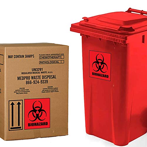 Biohazard Stickers Sign 4" X 4" Waterproof Biohazard Warning Label，Use for Hospitals and Industrial (20/Pack）