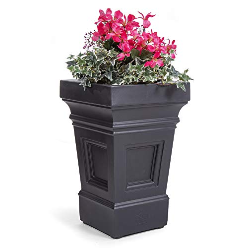 Step2 Atherton Planter Box – Onyx Black Indoor or Outdoor Planter – Customizable Self-Watering Feature – Durable, Low Maintenance Construction – Fully Assembled