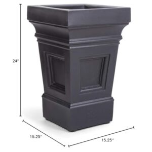 Step2 Atherton Planter Box – Onyx Black Indoor or Outdoor Planter – Customizable Self-Watering Feature – Durable, Low Maintenance Construction – Fully Assembled