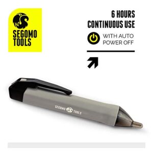 Segomo Tools 50 V to 1000 V Voltage Tester Pen - CAT IV Electric Tester Pen - IP54 Non Contact Voltage Tester - Circuit Tester - Voltage Meter & Detector - Live Wire Tester - VT1