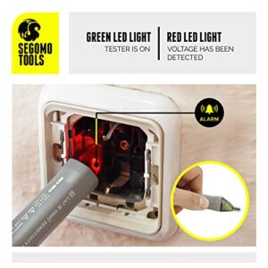 Segomo Tools 50 V to 1000 V Voltage Tester Pen - CAT IV Electric Tester Pen - IP54 Non Contact Voltage Tester - Circuit Tester - Voltage Meter & Detector - Live Wire Tester - VT1