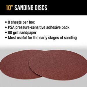 Dura-Gold Premium 10" Sanding Discs - 80 Grit (Box of 8) - Sandpaper Discs with PSA Self Adhesive Stickyback, Fast Cutting Aluminum Oxide Abrasive - Drywall, Floor, Woodworking, Automotive, Sander