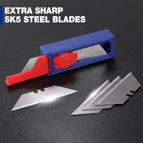 WORKPRO Utility Knife Blades, SK5 Steel Replacement Blades with Dispenser, Standard Blades for Box Cutter and Utility Knives, Pack of 50