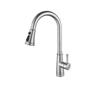 teekia kitchen faucets,single handle kitchen sink faucet with pull down sprayer, 3-mode stainless steel high arc retractable sprayer kitchen faucet fixture, brushed nickel kitchen faucet