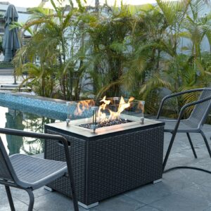 GASPRO 35-Pound Fire Glass - 1/2 Inch Reflective Tempered Fireglass with Fireplace Glass and Fire Pit Glass, Included 20lb Black and 15lb Clear Reflective