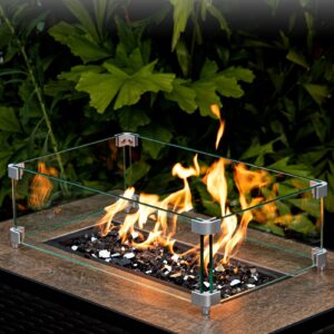 GASPRO 35-Pound Fire Glass - 1/2 Inch Reflective Tempered Fireglass with Fireplace Glass and Fire Pit Glass, Included 20lb Black and 15lb Clear Reflective