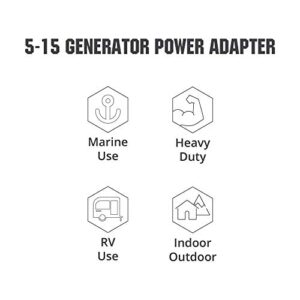 NemaTech NEMA 15Amp 5-15P Generator to Transfer Switch L14-30R Inlet Box Adapter, Straight Blade Male to 4-Prong Locking Female Adapter up to 1875 Watts