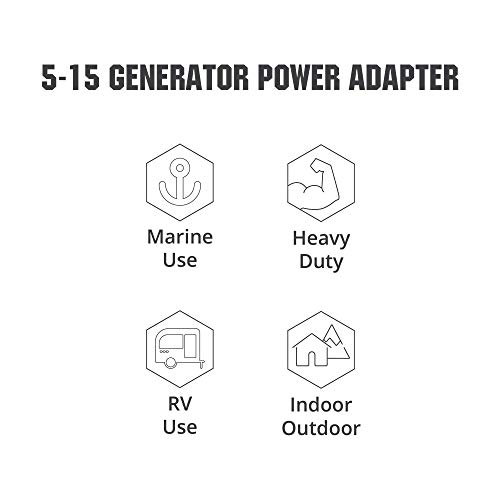 NemaTech NEMA 15Amp 5-15P Generator to Transfer Switch L14-30R Inlet Box Adapter, Straight Blade Male to 4-Prong Locking Female Adapter up to 1875 Watts