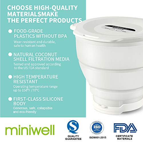 miniwell Collapsible Filtration System- Water Camping Filter Pitcher- Faucet Filter for Hiking Purification- Faucet Filter Remove Chlorine,Sediments, BPA Free- Kitchen- Emergency (White)