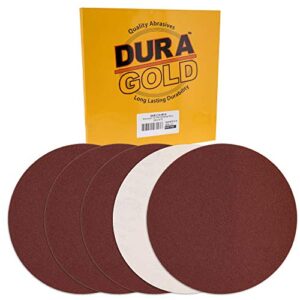 dura-gold premium 12" sanding discs - 80 grit (box of 5) - sandpaper discs with psa self adhesive stickyback, fast cutting aluminum oxide abrasive - drywall, floor, woodworking, automotive, sander