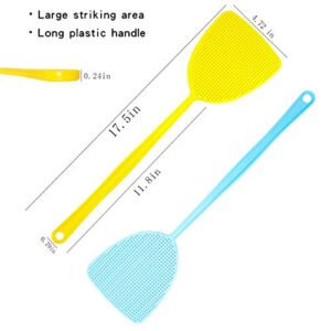 3 Pack Fly Swatters, Plastic Fly Swatter Multi Pack,17.5" Long Handle Manual Swat Mosquitoes Fly Swatters, Strong Flexible Flyswatter Heavy Duty(3 Pack,3 Colors)