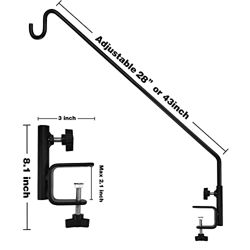 MIXXIDEA Heavy Duty Deck Rail Pole Deck Hook, Extensible and Adjustable Deck Hook for Hanging Bird Feeder, Plants, Suet Baskets,Wind Chimes,Lanterns