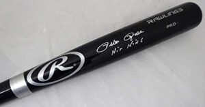 sale!! pete rose autographed black rawlings bat cincinnati reds "hit king" pr holo stock #177048 - autographed mlb bats