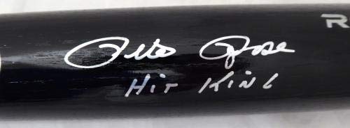 SALE!! Pete Rose Autographed Black Rawlings Bat Cincinnati Reds "Hit King" PR Holo Stock #177048 - Autographed MLB Bats