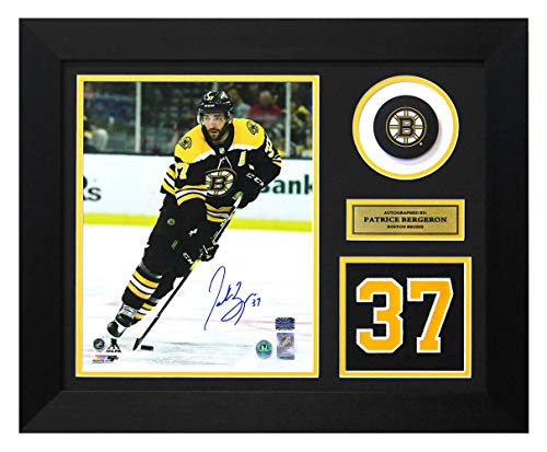 Patrice Bergeron Boston Bruins Signed 20x24 Number Frame - Autographed NHL Jerseys