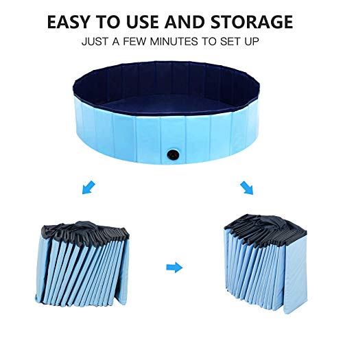 Nurxiovo Pet Bath Pool Foldable Pet Swimming Pool PVC 55'' x 12'' Indoor &Outdoor Bathing Tub for Large Dogs Cats Kids,Blue