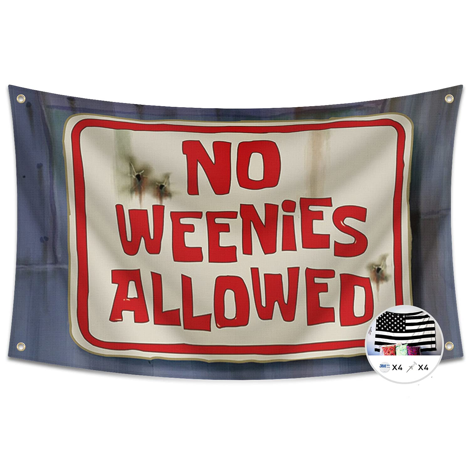 Probsin No Weenies Allowed Flag Tries to Get into The Salty Spitoon 3x5 Feet Banner,Funny Poster UV Resistance Fading & Durable Man Cave Wall Flag for College Dorm Room Decor,Parties,Gift