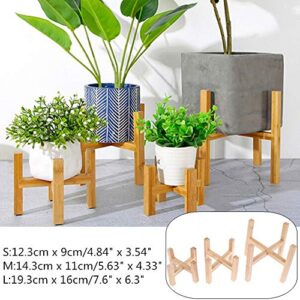 MinLia 1PC Wood Plant Stand,Plant Stand,Wood Planter Pot Trays Flower Pot Rack Strong Free Standing Bonsai Holder Plant Stands Indoor Display Plant Stand Shelf,S