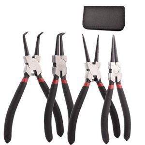 agoobo 4 pack snap ring pliers set,7 inch heavy duty internal/external precision cir-clip retaining ring pliers kit with straight/bent jaw for ring remover retaining and remove hoses with storage bag