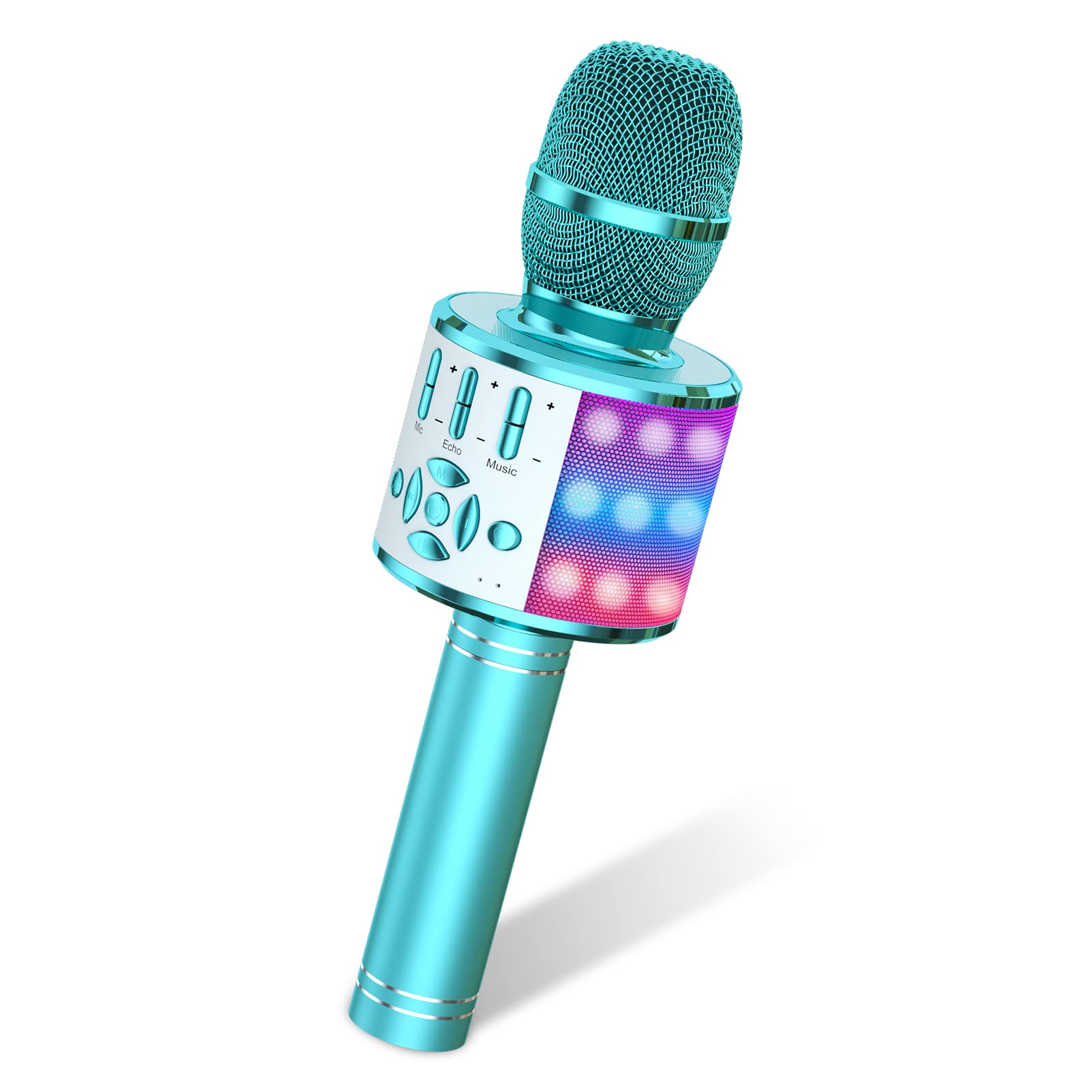 Amazmic Kids Karaoke Microphone Machine Toys for Girls Bluetooth Microphone Portable Karaoke Machine with LED Light, Birthday Gift for Girls Boys 3-12 Year Old Adults Birthday Party, Home KTV(Blue)