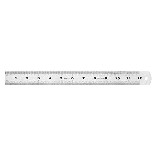 ACXMKEX 12 Inch Stainless Steel Ruler, 1 Pack Metal Ruler, Machinist Ruler with Centimeters And Inches - 1/64, 1/32, mm and .5 mm Metric Ruler