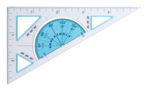 koala tools | pocket triangle ruler | clear, flexible plastic 30-60-90 degree, 5-inch ruler/stencil with built-in 180 degree protractor and triangle cut-outs