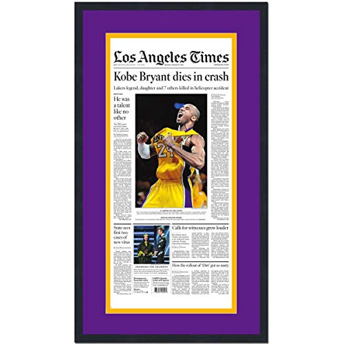 Framed Los Angeles LA Times Kobe Bryant Tribute Obituary 1/27/2020 17x27 Basketball Newspaper Cover Photo Professionally Matted